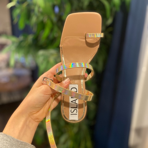 ASOS River Island Block Heel Sandals in Gold - Picture 7 of 12